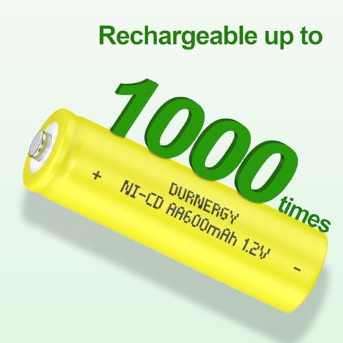 8 аккумуляторов AA, перезаряжаемых NiCd, 1.2В 600mAh для солнечных фонарей и электроинструментов DURNERGY