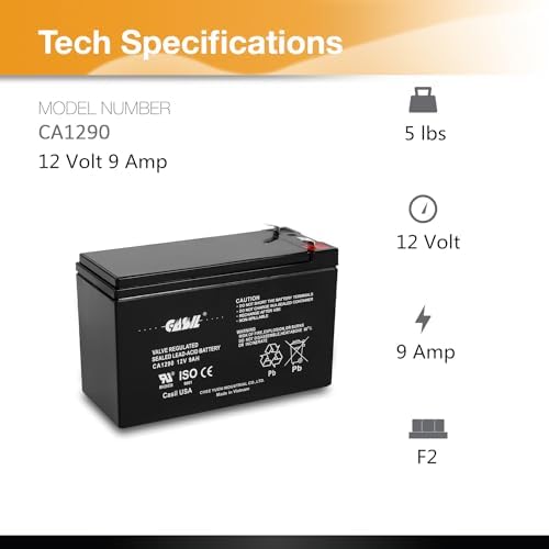 Аккумулятор 12V 9Ah с клеммой F2, беспроцентный свинцово-кислотный, совместимый с APC UPS Casil