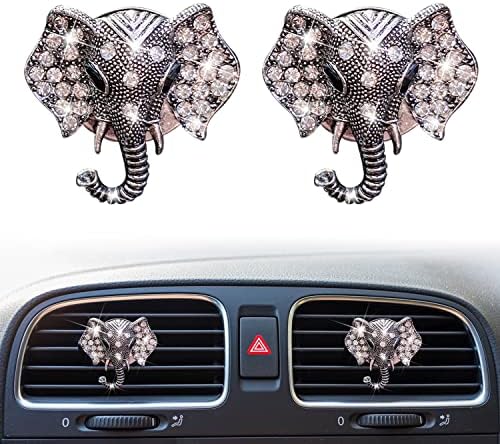 Bling Elephant Air Vent Clips, 2 Pcs Bling Elephant Car Air Fresheners Vents Clips Car Diffuser Diamond Car Interior Decor Cute Daisy Car Accessories Car Decoration for Women + Mask Hook Xinjincang