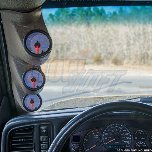 GlowShift Gray Triple Pillar Gauge Pod Compatible with GMC Sierra 1500 2500HD 3500HD Duramax 2000-2006 - Factory Color Matched - ABS Plastic - Mounts (3) 2-1/16" (52mm) Gauges GlowShift