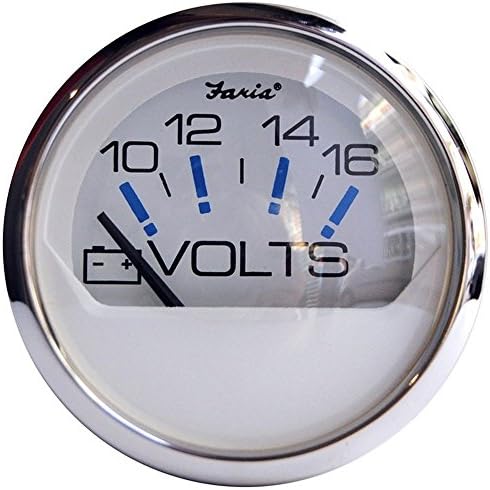 1 - Faria Chesapeake White SS 2" Voltmeter (10-16 VDC) Faria