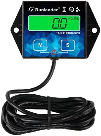 Runleader Backlight Hour Meter Tachometer, Maintenance Reminder, Battery Replaceable, User Shutdown,Use for Lawn Mower Tractor Generator Marine Outboard ATV Motor Snowmobile and Gas Powered Equipment Runleader