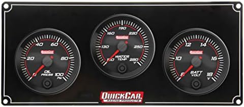 QuickCar Racing Products Gauge Panel Assembly, Redline, Oil Pressure/Water Temperature/Oil Temperature, Black Face, Kit QuickCar Racing Products