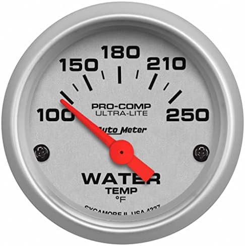 AutoMeter Water Temp Gauge Ultra-Lite 52mm 100-250 Deg F Short Sweep Electric KarParts360