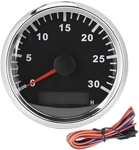 Waterproof Tachometer, 85mm / 3.3in Boat Tachometer Sensor IP67 Tacho Gauge 12V / 24V Red Light with LCD Display Service Hour Meter 3000 RPM(Black) 3000 tacho Tbest