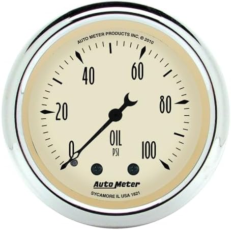 Auto Meter 1821 Antique Beige Mechanical Oil Pressure Gauge,2.3125 in. Auto Meter