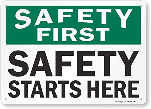 SmartSign "Safety First - Safety Starts Here" Sign | 10" x 14" Plastic SmartSign