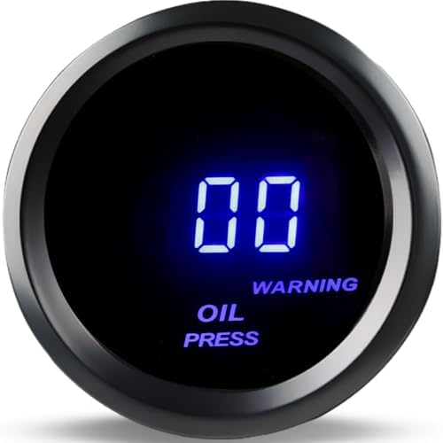 WATERWICH 2" 52mm Oil Pressure Gauge Kit for Car Truck Marine Vehicle Automotive Blue Waterwich