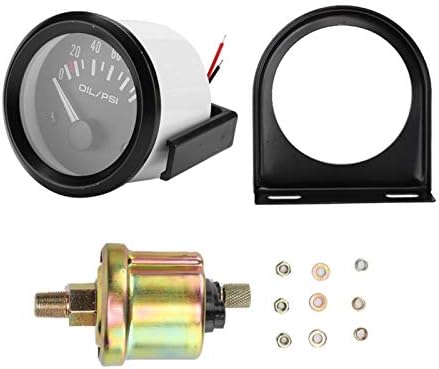 Car Oil Pressure Gauge, 52mm,2in 12V Universal Car Electromagnetic Oil Pressure Gauge Indicator Auto Modified Meter Oil Pressure Gauge Kit, Black Dial Estink