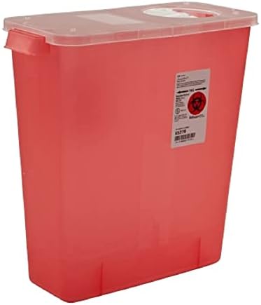 Cardinal Sharps Container 1-Piece 13-3/4 H X 13-3/4 W X 6 D Inch 3 Gallon Translucent Hinged, Rotor Lid, 8527R - Case of 10 Ensur