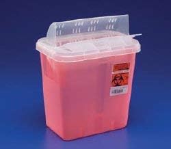 in-Room Sharps Container 1-Piece 16-1/4 H X 13-3/4 W X 6 D Inch 3 Gallon Translucent Red Horizontal Entry Lid, 85221R - Case of 10 Ensur