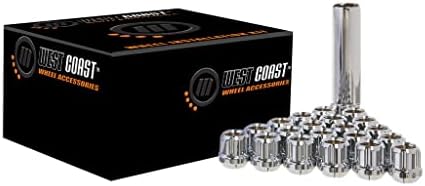 West Coast Wheel Accessories 9/16" Open Bulge Acorn Spline Lug Nuts 0.85" 8 Lug Install Kit Chrome West Coast Wheel Accessories