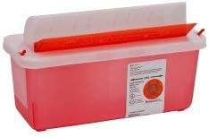 Sharps Container, in-Room 1-Piece 11 H X 10-3/4 W X 4-3/4 D Inch 5 Quart Translucent Red Horizontal Entry Lid, 85131 - Sold by: Pack of One Ensur