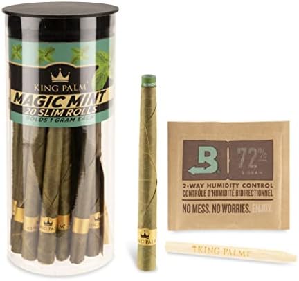 King Palm Slim Size Cones - 20 Cones Per Tube - Squeeze & Pop Pre Rolls - Organic Flavored Pre Rolled Cones - King Palm Flavors Pre Rolls - (Magic Mint) King Palm