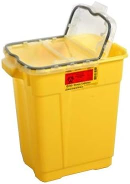 BD Medical Systems 305604 Chemotherapy Sharps Collector, 9 gal Capacity, Gasketed, Yellow (Pack of 8) BD