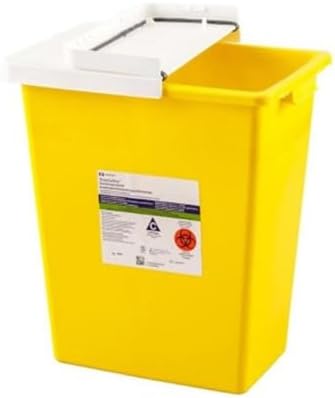 Chemotherapy Sharps Container, SharpSafety 1-Piece 10 H X 10-1/2 W X 7-1/4 D Inch 2 Gallon Yellow Hinged Lid, 8982 - Sold by: Pack of One Ensur