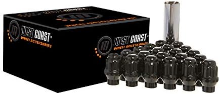 West Coast Wheel Accessories 12X1.5 Bulge Acorn Spline Et Lug Nuts 1.55" 6 Lug Install Kit Black West Coast Wheel Accessories