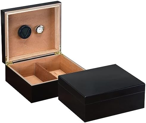 Prestige Import Group Chalet Desktop Cigar Humidor with Hygrometer and Humidifier - Stores up to 50 - Color: Black Prestige Import Group