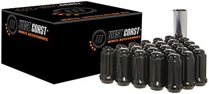 West Coast Wheel Accessories 1/2" Bulge Acorn Spline Lug Nuts 1.9" 5 Lug Install Kit Black West Coast Wheel Accessories