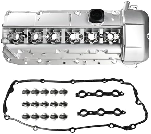 WATERWICH Aluminium Valve Cover kit Compatible with BMW 530i 525i 325i 325Ci 325xi 330i 330Xi 330Ci Z4 X5 X3 E83 E85 Replacement for 11127512839 Waterwich