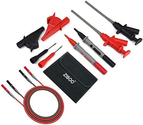 KIT-12 Multimeter Test Leads Kit,with Alligator Clips Piercing Needle Non-destructive Test Probe,Flexibility Hook Clip,Slim-Reach Test Probe, for High Voltage Oscilloscope Differential Probe Kit Ziboo