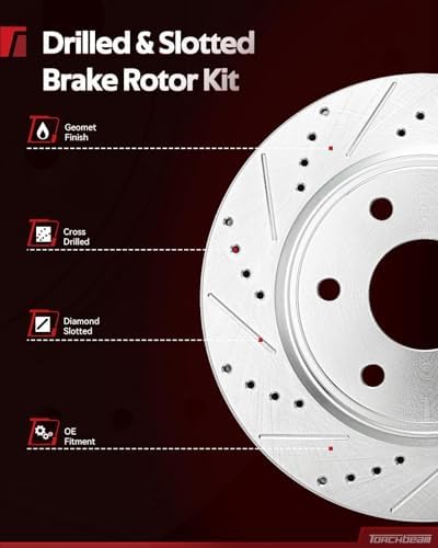 Torchbeam 55133 Rear Brake Rotors For 2007-2014 Escalade, 2007-2012 Silverado 1500, 2019-2020 Yukon XL, 2007 Sierra 1500 Classic 6.0L, 2010-2013 Escalade 6.2L,2pcs Disc Brake Rotor Replacement Torchbeam