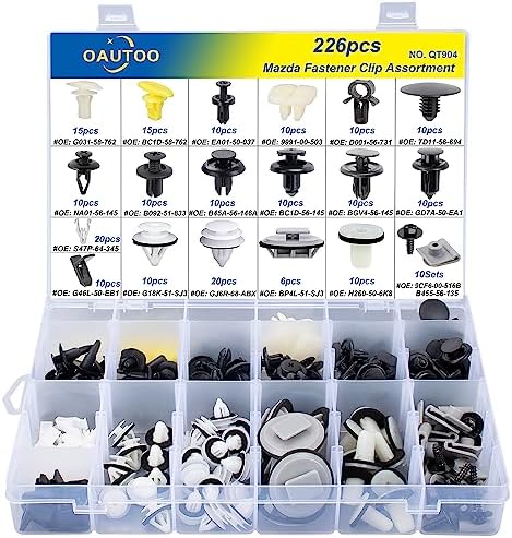 OAUTOO 226pcs for Mazda Body Interior and Exterior Retainer Fastener Clip Assortment Oautoo