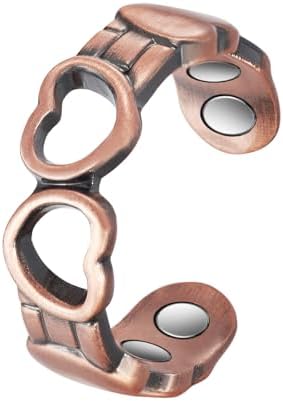 Copper Magnetic Ring for Women, Copper Ring Ladies Fingers Thumb 100% Solid Pure Copper Jewelry Gift Adjustable EnerCoppeX