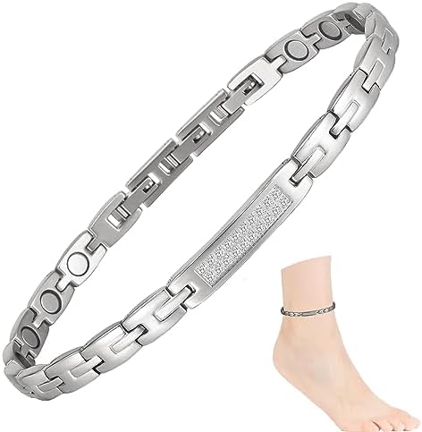 Magnetic Anklet Bracelet for Women, Adjustable Stainless Steel Magnetic Large Bracelet, Crystal Magnetic Anklet for Men EnerCoppeX