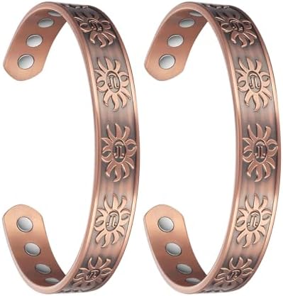 MagVIVACE Women Copper Magnetic Bracelet for Arthritis, Pure Copper Jewelry, Lymph Detox Bracelets with 3500 Gauss Magnet(2052) (2) MagVIVACE