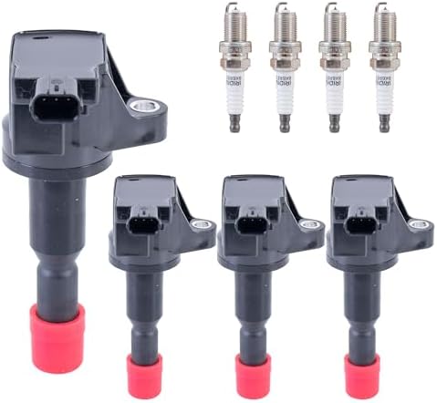 Set of 4 Ignition Coil Pack and Iridium Spark Plugs Kits Compatible for 2007 2008 Honda Fit 1.5L L4 UF581 30520PWC003 GN10249 KUIPERAUTO