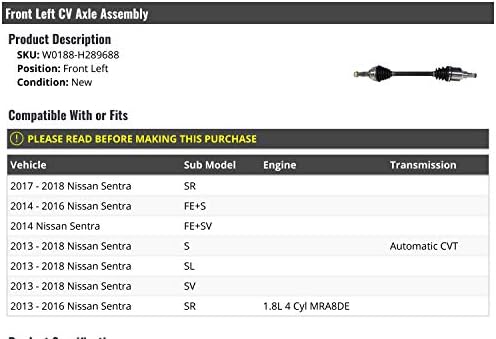 Передний левый узел приводного вала для Nissan Sentra 2013-2018 1.8L 4-цилиндр. Marketplace Auto Parts