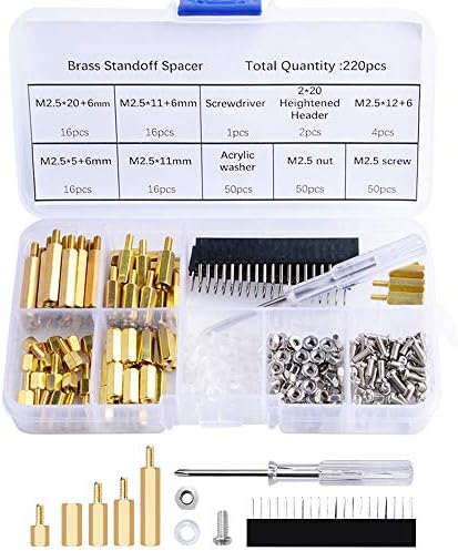 Набор из 220 латунных металлических стоек M2.5 с акриловыми шайбами и компьютерными крепежами для Raspberry Pi, включая отвертку GeeekPi