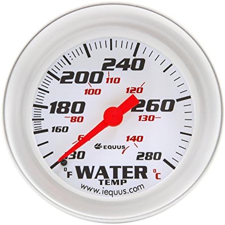 Equus 8442 2-5/8" Mechanical Water Temperature Gauge, White with Aluminum Bezel Equus