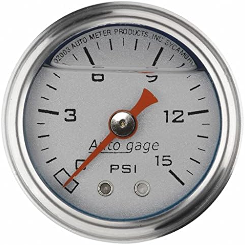 AutoMeter Fuel Pressure Gauge 1.5in Liquid Filled Mechanical 0-15 PSI - Silver KarParts360