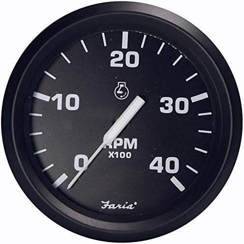 Faria Euro Black 4" Tachometer - 4000 RPM (Diesel - Magnetic Pick-Up) Faria