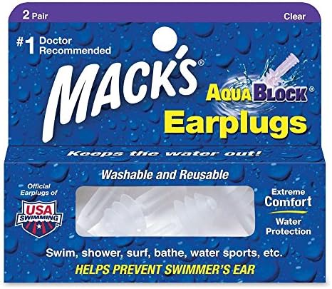 Mack's AquaBlock Earplugs 2 pair,Pack of 3 Mack's