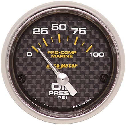 AutoMeter Gauge, Oil Pressure, 2 1/16", 100Psi, Electric, Marine Carbon Fiber (200758-40),Multi Auto Meter