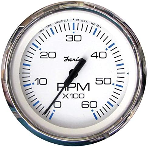 Faria Chesapeake White SS 4" Tachometer - 6000 RPM (Gas) (Inboard & I/O) Faria