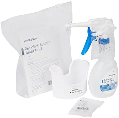 McKesson Ear Wash System Kit - Includes Spray Bottle, Rigid Tube, Ear Wash Basin, and Ear Tips - Blue and White, 16 oz Bottle, 1 Count, 1 Pack Mckesson