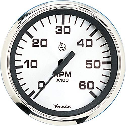 Faria Euro White 4" Tachometer - 6000 RPM (Gas) (Inboard & I/O) Faria