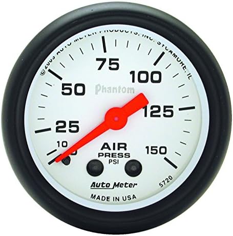 Auto Meter 5720 Phantom Mechanical Air Pressure Gauge Regular, Air Pressure - 2 1/16" Auto Meter