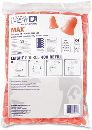 Howard Leight Max Disposable Earplugs Refill - 2 / Pair - Orange HOWARD LEIGHT