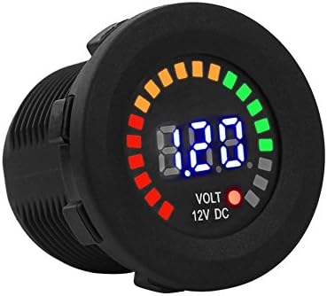 12V LED Digital Display Voltmeter, Waterproof DC Volt Meter Gauge Digital Round Panel for Boat Marine Vehicle Motorcycle Truck ATV Utv Car Keenso