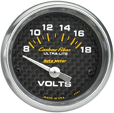 Auto Meter 4791 Carbon Fiber Electric Voltmeter Gauge, 2.3125 in. Auto Meter