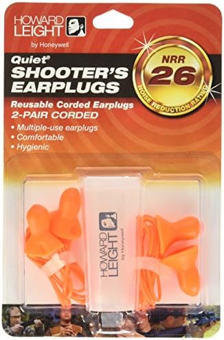 Howard Leight by Honeywell Quiet Corded Reusable Shooting Earplugs, 2-Pairs (R-01522) , Orange HOWARD LEIGHT