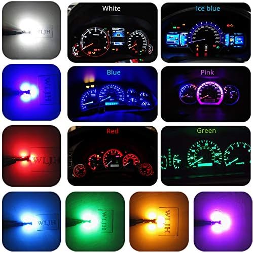 WLJH 74 Led Bulb Dash Lights Mini T5 2721 27 37 286 Wedge PC74 Twist Socket Automotive Instrument Panel Gauge Light Kits Cluster Shift Indicator Interior Bulbs 12V Blue Pack of 20 Wljh