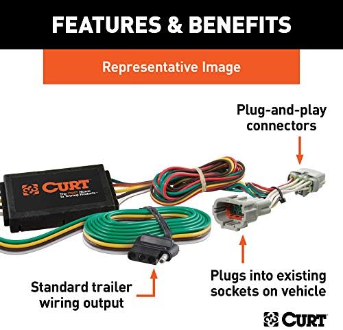 CURT 56315 Vehicle-Side Custom 4-Pin Trailer Wiring Harness, Fits Select Chevrolet Volt Curt