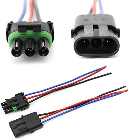 iJDMTOY Set of Male/Female Triple Cavity Shroud 3-Pin GM 3 Bar Manifold Absolute Pressure (MAP) Sensor Weather Proof Connector Plug Pack w/ 6-Inch Pigtail Wires IJDMTOY