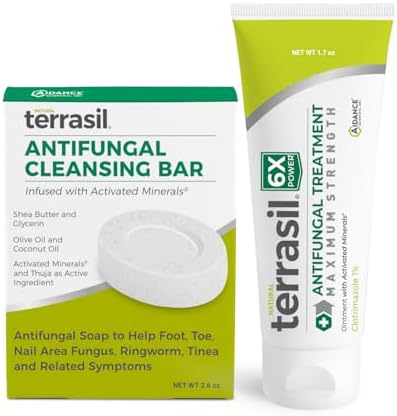 terrasil Antifungal Cream (Крем) + Antifungal Soap 2-Product Kit Clinically-Proven Clotrimazole Effective Treatment & Relief: Jock Itch Athletes Foot Fungal Yeast Infection Ringworm (1.7oz Tube & 75g bar) Terrasil